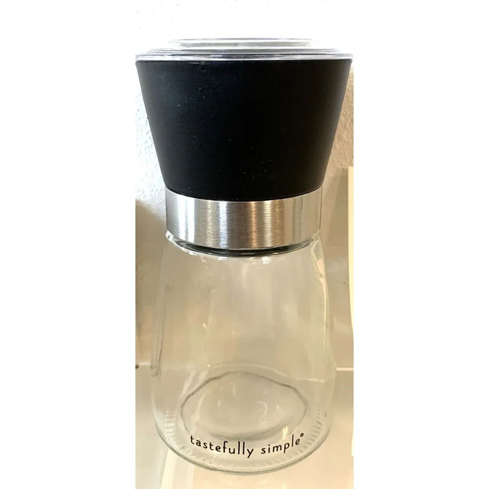 Tastefully Simple Spice Grinder Adjustable Stainless Steel & Glass Kitchen Tool